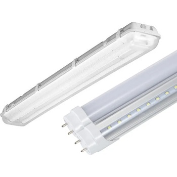 ДИАНИД Комплект 2 LED пури T8, 1200mm, 18W и влагозащитено тяло, IP65