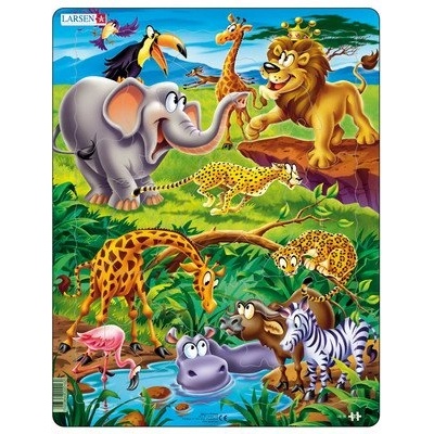 Larsen - Пъзел: Детски - "Африкански животни" - 18 части, голям