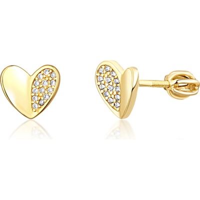 JVD Pozlátené strieborné náušnice so zirkónmi srdca SVLE1579XH2GOSR