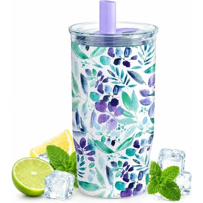 Quokka Mist Nerezový Termo pohár Violet Blooms 720 ml