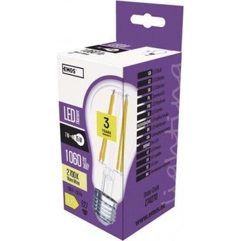 Emos LED žárovka Filament A60 7W E27 teplá bílá
