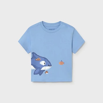 MAYORAL Небесно синя тениска къс ръкав акула за бебе момче Mayoral