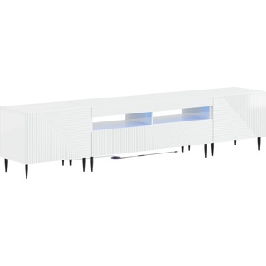 vidaXL 3 части LED ТВ шкаф Бял гланц Инженерна дървесина (3416681)