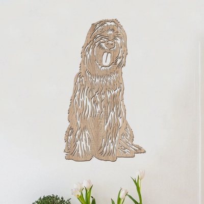 dřevo života Dřevěný obraz psa BRIARD Rozměry (cm): 35x60, Zvolte barvu dekoru: Dub Sonoma