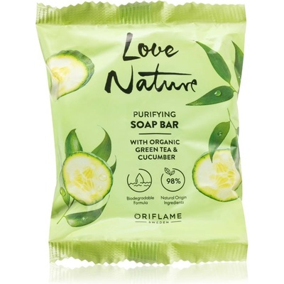 Oriflame Love Nature Green Tea & Cucumber tuhé mydlo s kyselinou mliečnou 75 g