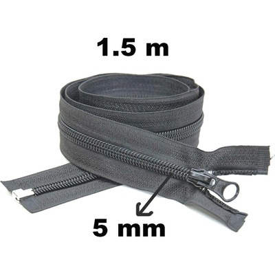 Zip spirálový Dělitelný Grafitový 5 mm délka 150 cm