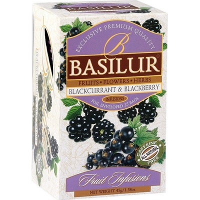 Basilur Ovocný čaj Fruit Blackcurrant and Blackberry porcovaný s přebalem 25 sáčků