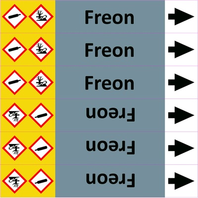 Grafiko | Freon - dle ISO 20560 - Materiál Samolepící PVC folie, Rozměr aršík 6 ks 52x280 mm