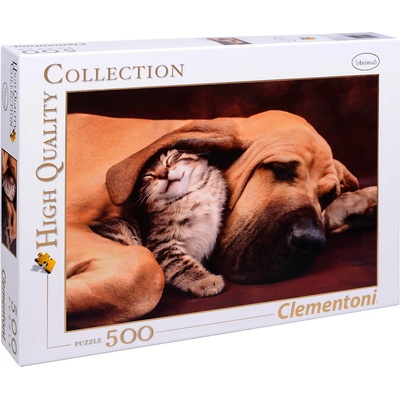 Clementoni Пъзел Clementoni от 500 части - Куче и коте (35020)