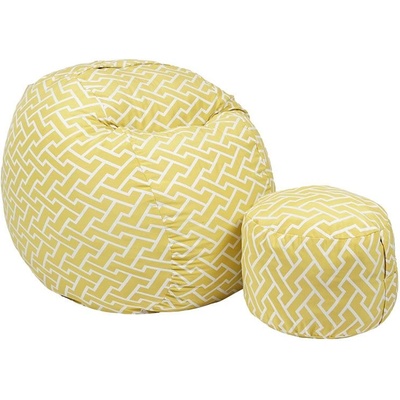 PUFRELAX Комплект Барбарон с табуретка за крака 500л. Matusalem, Zippity Yellow, Перящ се калъф, Подходящ за деца, Пълнеж с микс от мемори пяна и дунапрен, Гама Premium (PUF-M-MO-PT-ZIY)