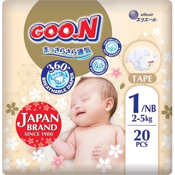 GOO. N Бебешки пелени Goo. N Premium Soft - Размер 1, NB, 2-5 kg, 20 броя (F1010101-149)
