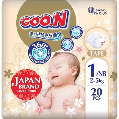 GOO. N Бебешки пелени Goo. N Premium Soft - Размер 1, NB, 2-5 kg, 20 броя (F1010101-149)