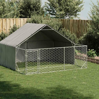 vidaXL Venkovní psí kotec s výběhem a krytou částí 300 x 300 x 190 cm pozinkovaná ocel 9799.3329240