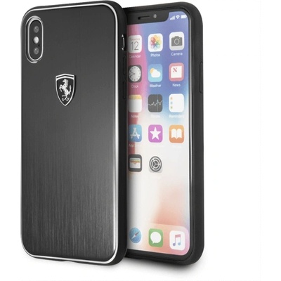 Ferrari Heritage Aluminium Hard Case - дизайнерски алуминиев кейс за iPhone XS, iPhone X (черен)