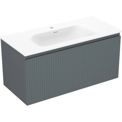 Mexen Rivel шкаф за баня 100 см с мивка Vela, 1 чекмедже, рифлована, графит (91A20-10047-1-BF66-W23M01)