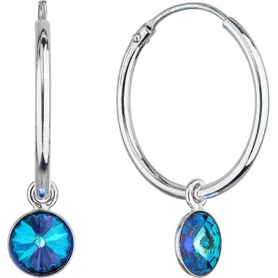 Pavona stříbrné kruhy s modrým Swarovski krystalem 31309.5 bermuda blue