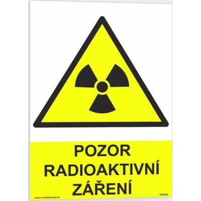 Traiva s.r.o Pozor radioaktivní záření Verze: Plast 210 x 297 mm (A4) tl. 0.5 mm - Kód: 08766