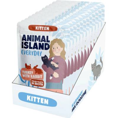 ANIMAL ISLAND Everyday Kitten Turkey with rabbit in broth 12 x 85 g