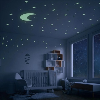 Image 1 of Art Gift Decor Светещ стикер за стена - Луна и звезди