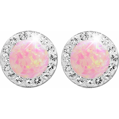 JSB Bijoux Strieborné náušnice Opálky s obťahom Rosa zdobené krištáľovými kameňmi Swarovski®