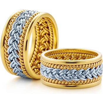 Image 1 of SAVICKI Сватбени халки: двуцветно злато, плоски. 8, 5 мм