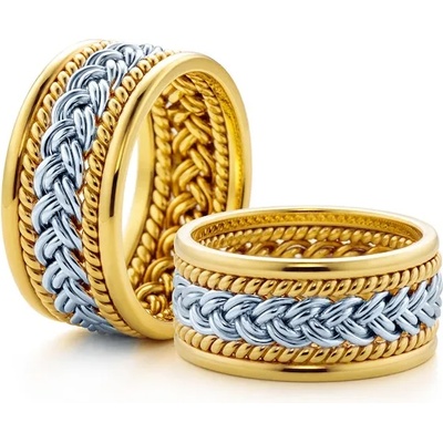 SAVICKI Сватбени халки: двуцветно злато, плоски. 8, 5 мм