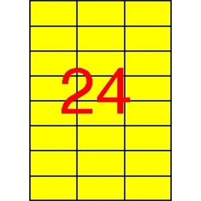Etikety, 70x37 mm, farebné, APLI, žlté, 2400 etikiet bal