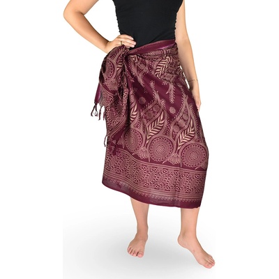 Thajsko Sarong Pareo BUN záhrada vínový