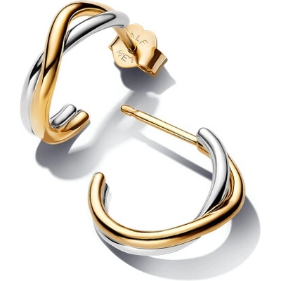 PANDORA ESSENCE pozlacené překřížené půlkruhové náušnice 263880C00