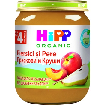 Hipp Био пюре Праскови и круши 4м+ 125 г