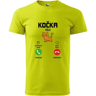 Dobrý Triko pánské tričko Kočka volá Limetková