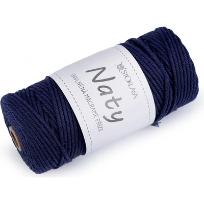 Prima-obchod Bavlněná pletací příze macrame Naty Ø3 mm rozčesávací, barva 16 modrá tmavá