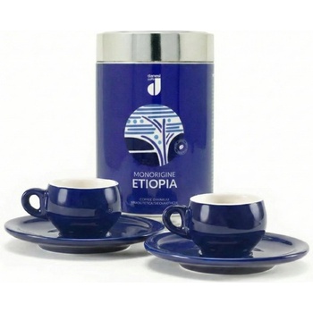 Danesi Duo Plus Комплект мляно кафе Blue Etiopia - Dark Cassette 250 г + 2 чаши и 2 чинийки - син