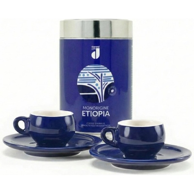 Danesi Duo Plus Комплект мляно кафе Blue Etiopia - Dark Cassette 250 г + 2 чаши и 2 чинийки - син