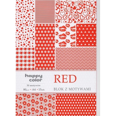 Kreativní papíry RED 80g/m2 A4 červený - 15listů