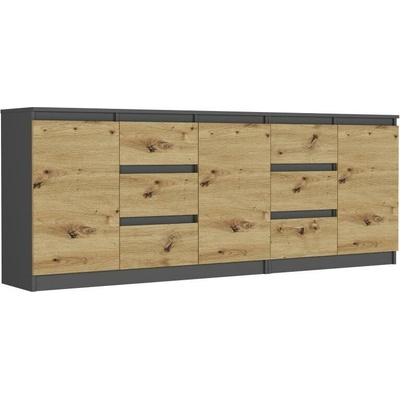 Framire Sada komod antracit mix artisan 200 x 76 x 33 cm R-200-S6 – Zbozi.Blesk.cz