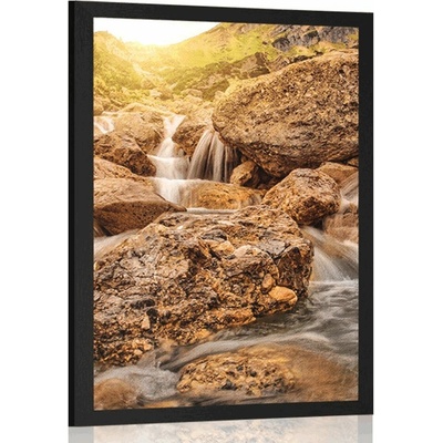 Plakát vysokohorské vodopády - 20x30 black