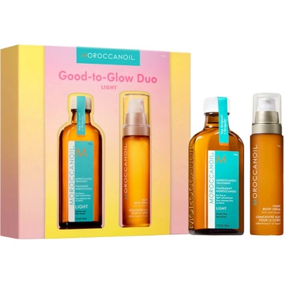 Moroccanoil Good-to-Glow Duo Moroccanoil Treatment Light olej pre jemné, farbené vlasy 100 ml + Moroccanoil Body výživné olejové sérum na noc 50 ml kozmetická sada