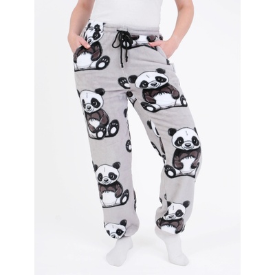 MKLuzkoviny.cz Mikroplyšové kalhoty Panda