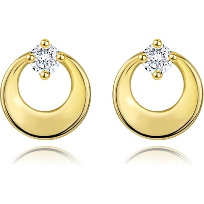 Šperky eshop briliantové ve žlutém zlatě kruh s výřezem a čirým diamantem BT501.22