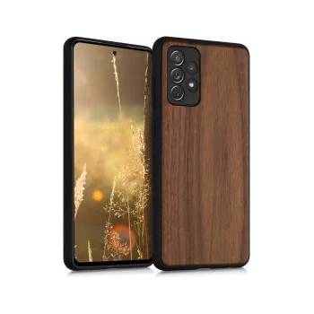 Image 1 of kwmobile Дървен калъф за Samsung Galaxy A72 - тъмнокафяв