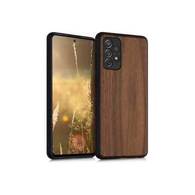 kwmobile Дървен калъф за Samsung Galaxy A72 - тъмнокафяв