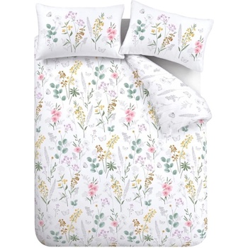 Catherine Lansfield Бяло двойно удължено спално бельо 230x220 cm Emilia Floral - Catherine Lansfield (BD/58169/W/KQS/WH)