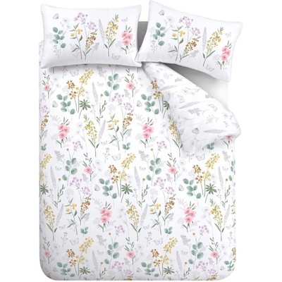 Catherine Lansfield Бяло двойно удължено спално бельо 230x220 cm Emilia Floral - Catherine Lansfield (BD/58169/W/KQS/WH)