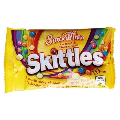 Skittles Дъвчащи бонбони Skittles Smoothies с вкус на плодове и кисело мляко 38гр