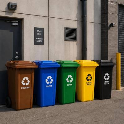MULTISTORE Žlutá popelnice na plast a kov 240 l s gumovými koly