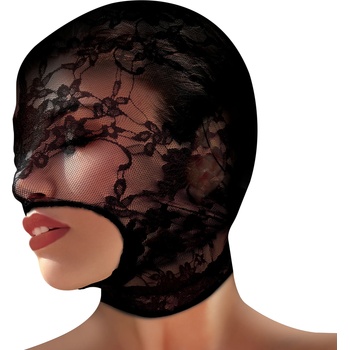Image 1 of Master Series Lace Seduction Lace Bondage Hood Black