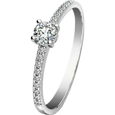 Zlaton Prsten bílé zlato s diamantem a diamanty 000200807256