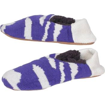Дамски плетени пантофи-балеринки в синьо и бяло
