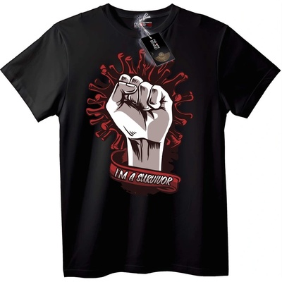NOONEBRAND Тениска Оцелял юмрук - L, Black